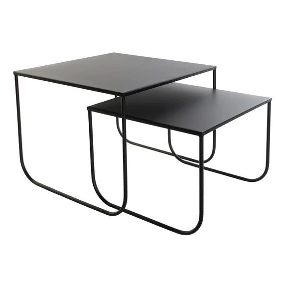 Kisasztal szett fém 45x45x35 cm fekete S/2