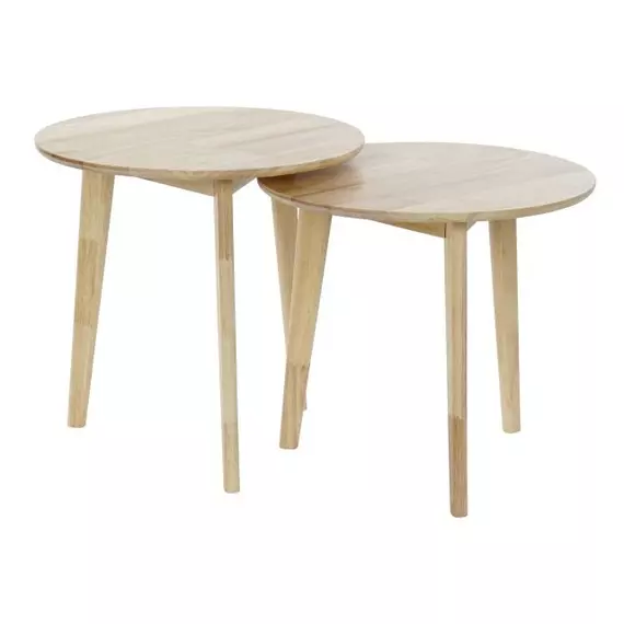 Kisasztal szett gumifa 50x50x49,5 cm natúr, fehér S/2
