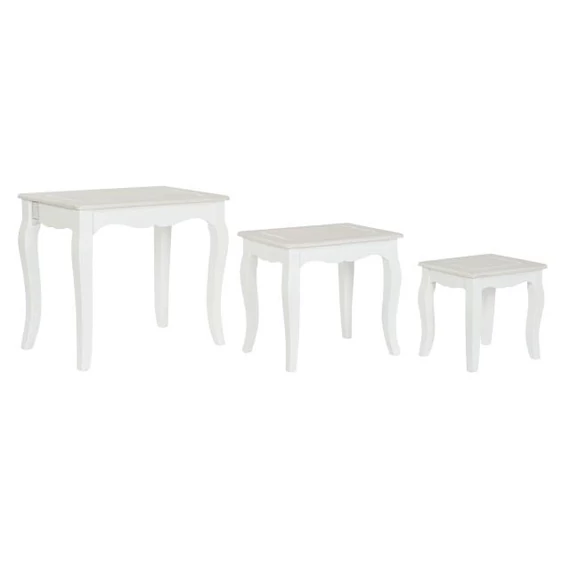 Kisasztal szett mdf, fa 53x35x47 cm világosbarna, fehér S/3
