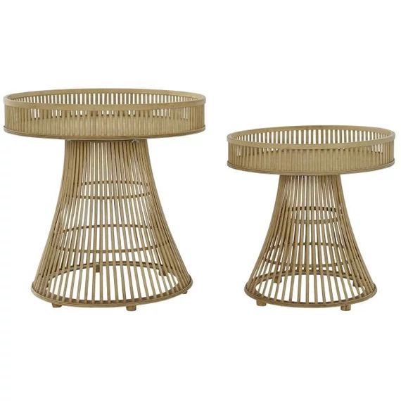 Kisasztal szett rattan, bambusz 61,5x61,5x61 cm barna S/2