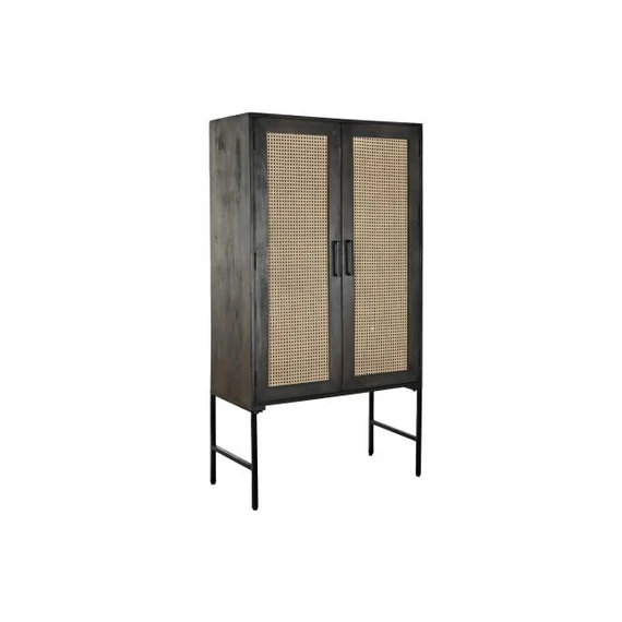 Kisbútor mangófa, rattan 85x40x162,5 cm barna, fekete