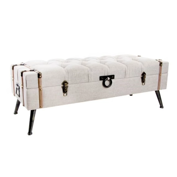 Kispad láda vászon, mdf 122x47x43 cm bézs