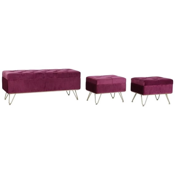 Kispad szett poliészter, fém 110x42x44 cm gesztenye, arany S/3