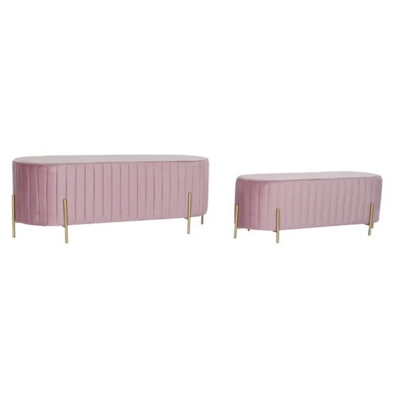 Kispad szett poliészter, fém 123x50x45 cm pink, arany S/2