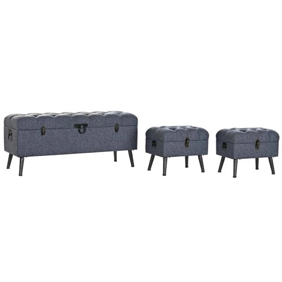 Kispad szett poliészter, fém, mdf 121x42x53 cm sötétszürke S/3