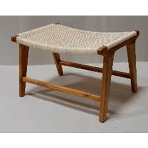Kispad teakfa, rattan 65x47x40 cm fehér