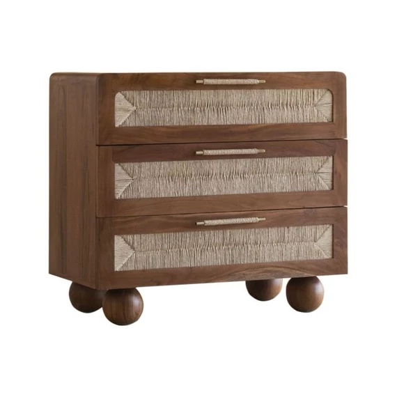 Komód fonott akácfa, rattan 90x45x90 cm színes