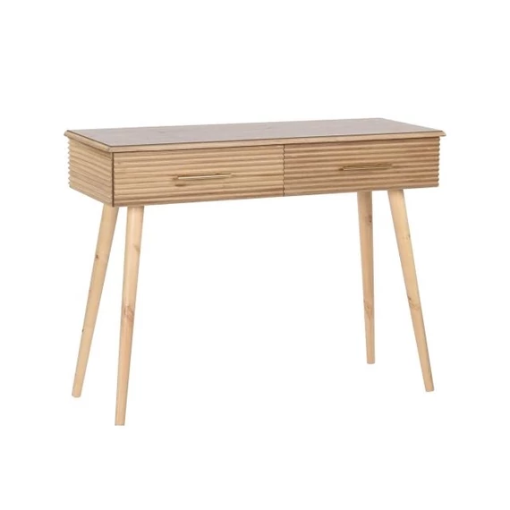 Konzol asztal császárfa, mdf 100x40x76 cm világosbarna, arany