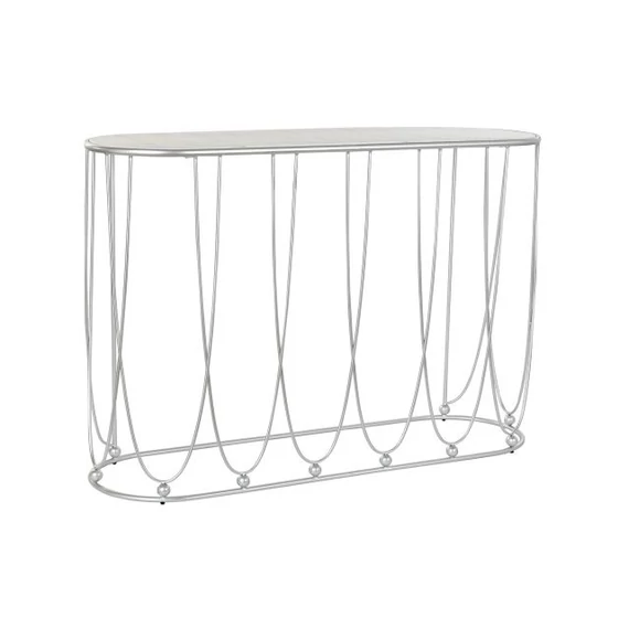Konzol asztal fém, márvány 115x35x78 cm fehér, ezüst