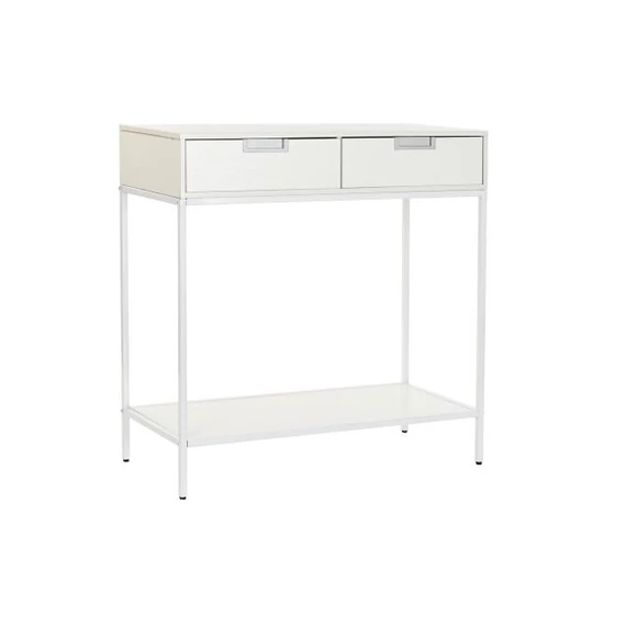Konzol asztal fém, mdf 80x35x81 cm fehér