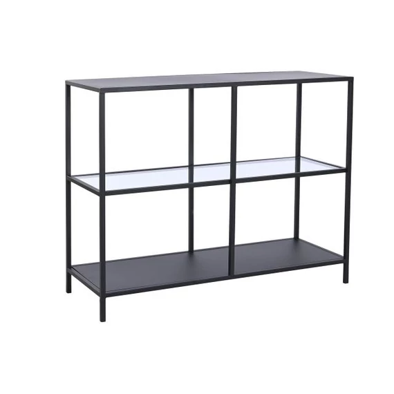Konzol asztal fém, üveg 100x35x80 cm fekete