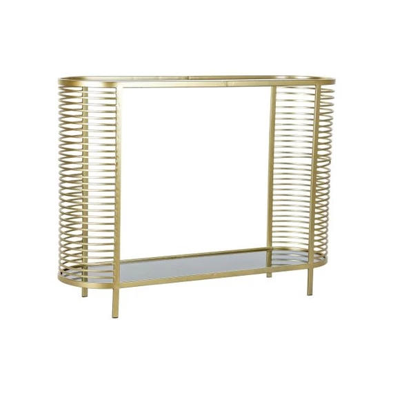 Konzol asztal fém, üveg 106,5x31x79,5 cm arany