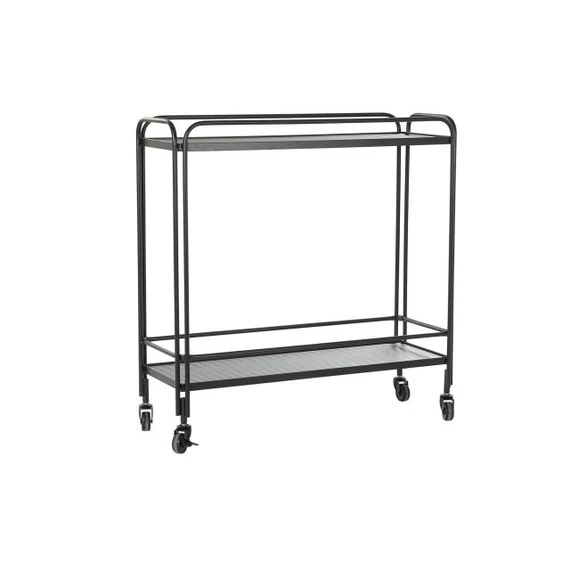 Konzol asztal fém, üveg 80x28x80,5 cm fekete