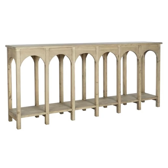 Konzol asztal fenyő 210x38x90 cm barna