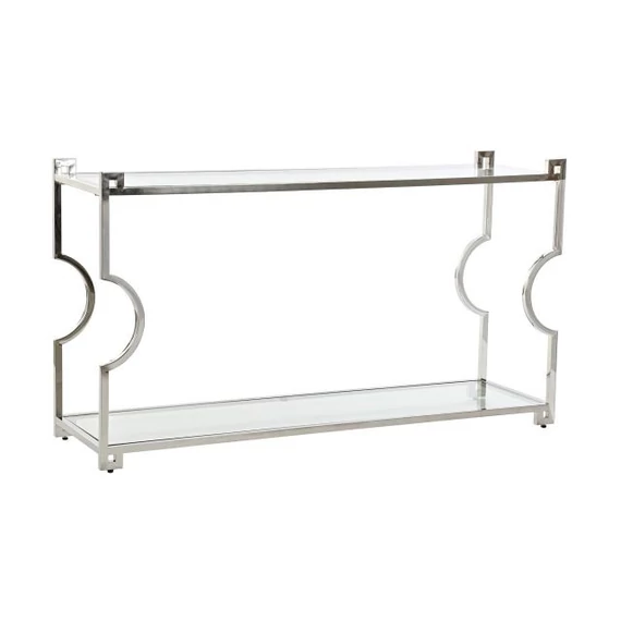 Konzol asztal inox, üveg 140x40x78 cm ezüst