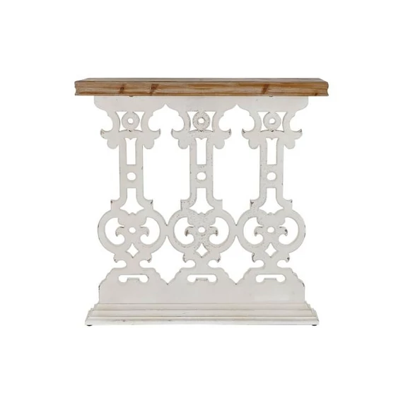 Konzol asztal lucfenyő, mdf 81x30x83 cm fehér, natúr