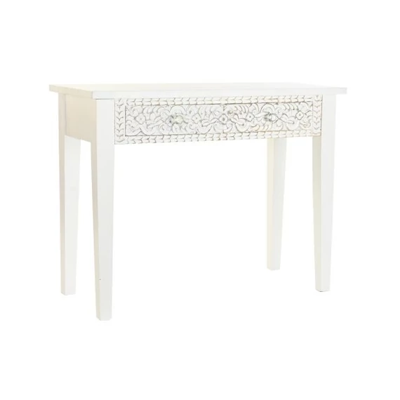 Konzol asztal mangófa 100x45x78 cm fehér