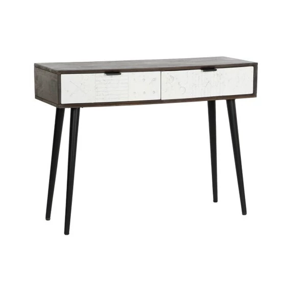 Konzol asztal mangófa, fém 105x35x77 cm színes