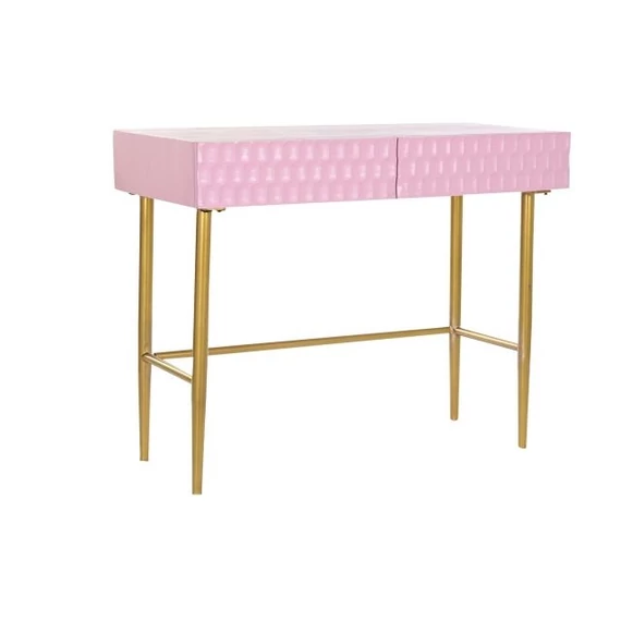 Konzol asztal mangófa, fém 90x45x74 cm pink, arany