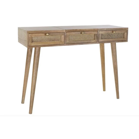 Konzol asztal mangófa, rattan 115x40x84 cm natúr