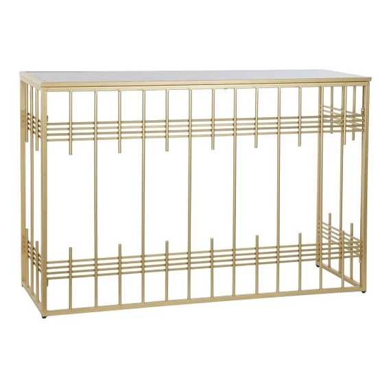 Konzol asztal tükör fém, üveg 120x40x81 cm arany, fekete