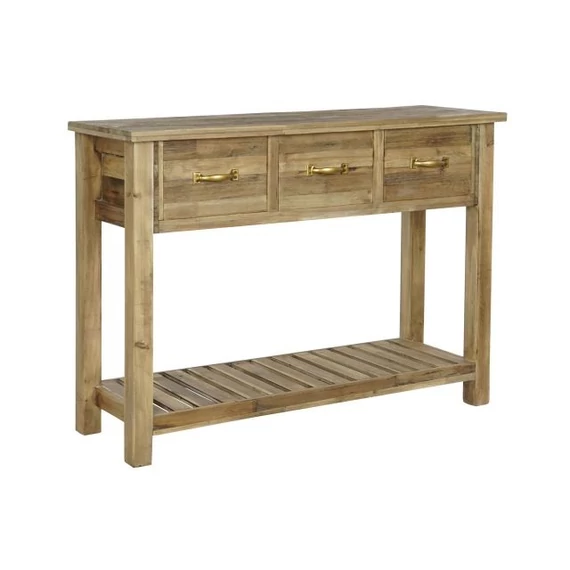 Konzol asztal újrahasznosított fa, lucfenyő, fém 109x36x79,5 cm natúr