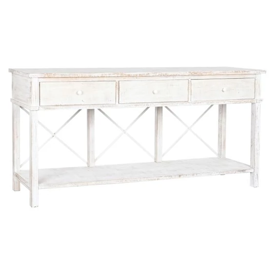 Konzol lucfenyő, fém 181x45x86 cm fehér, fekete