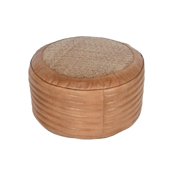 Lábtartó bőr, rattan 50x50x30 cm barna