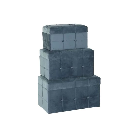 Lábtartó szett poliészter, mdf 68x40x40 cm kék S/3