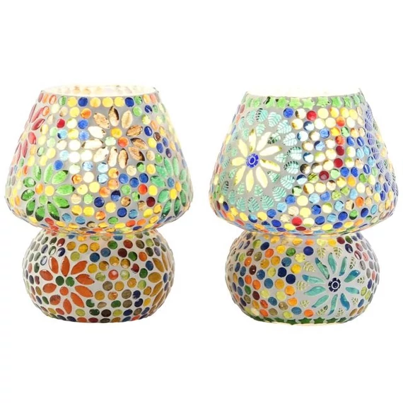 Lámpa asztali mozaik üveg 13x13x17 cm színes 2 féle