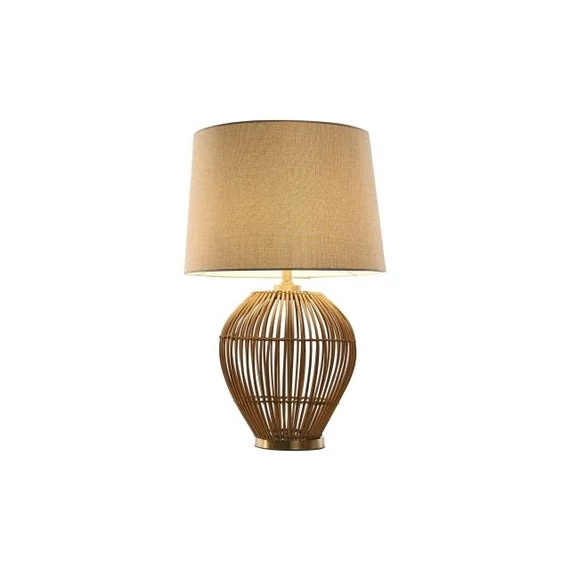 Lámpa asztali rattan, vászon 43x43x65 cm natúr