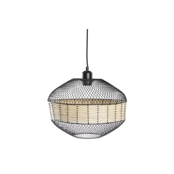 Lámpa mennyezeti fém, rattan 31x31x27 cm fekete, barna