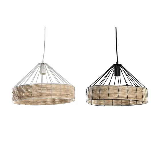 Lámpa mennyezeti fém, rattan 35x35x22 cm fekete, fehér 2 féle