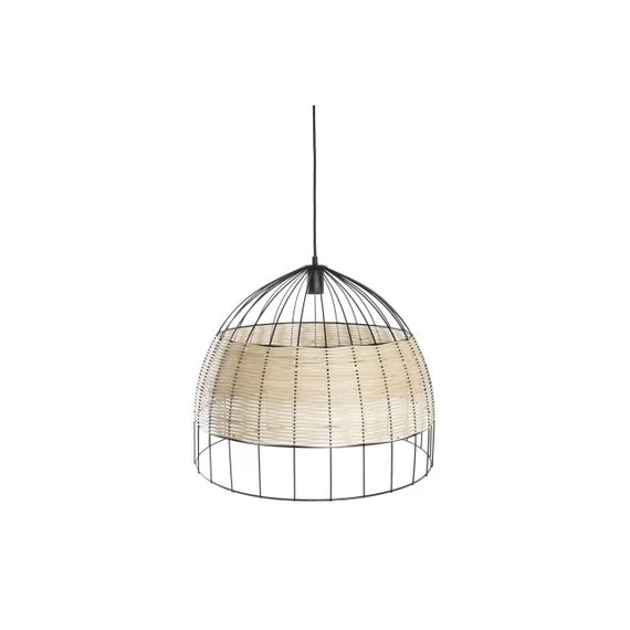 Lámpa mennyezeti fém, rattan 50x50x42 cm fekete, barna