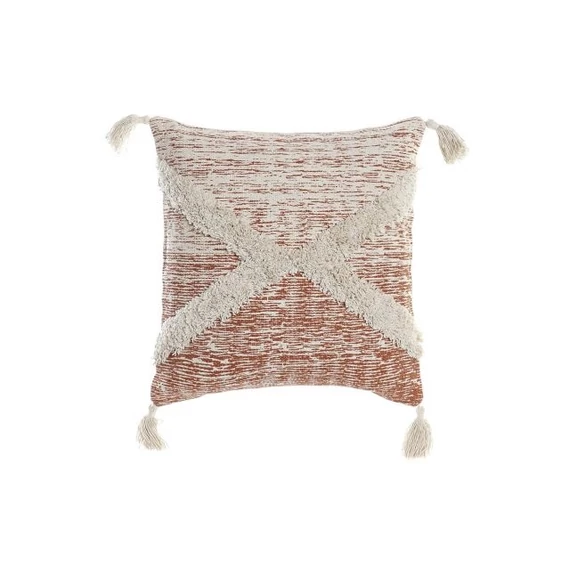 Párna bojtos narancs pamut 45x10x45 cm narancssárga, bézs