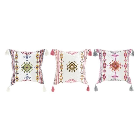 Párna bojtos pamut 40x10x40 cm színes 3 féle