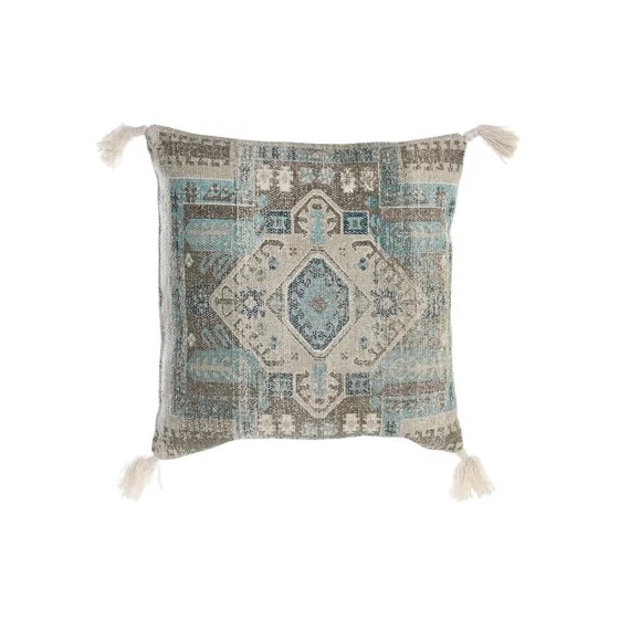 Párna bojtos pamut 45x10x45 cm kék, bézs