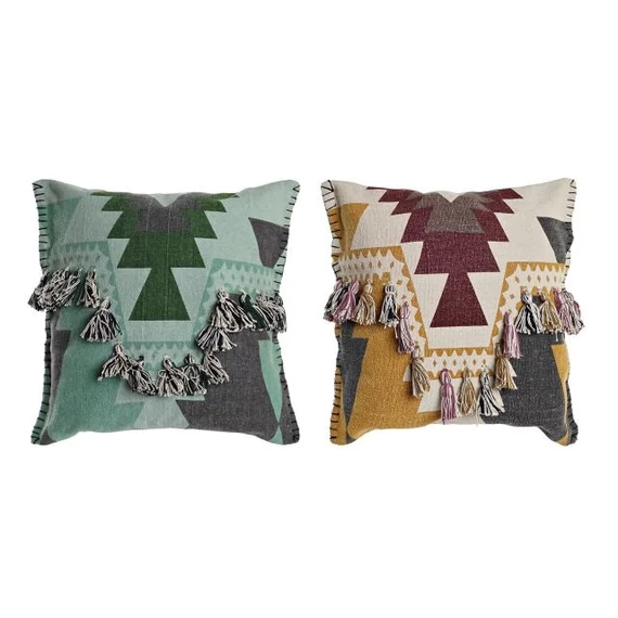 Párna bojtos pamut 45x10x45 cm színes 2 féle