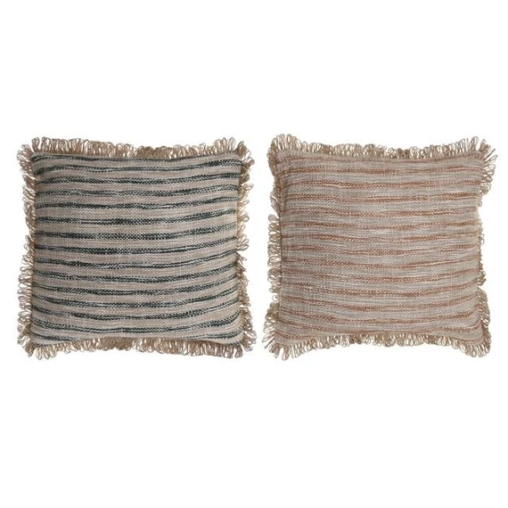 Párna bojtos pamut 45x15x45 cm terrakotta, zöld 2 féle