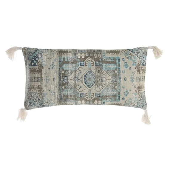 Párna bojtos pamut 60x10x30 cm kék, bézs