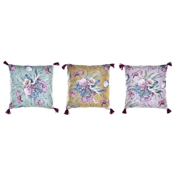 Párna bojtos poliészter 45x15x45 cm színes 3 féle