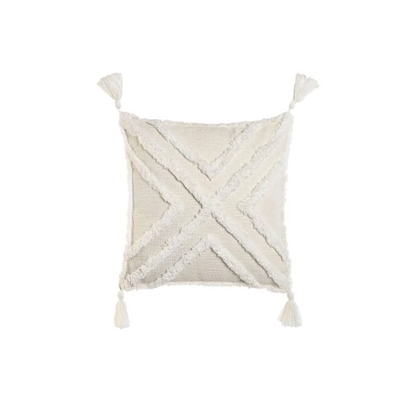 Párna bojtos poliészter, pamut 45x15x45 cm natúr