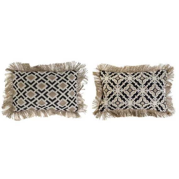 Párnahuzat geometrikus pamut, juta 50x3x30 cm fekete, bézs 2 féle