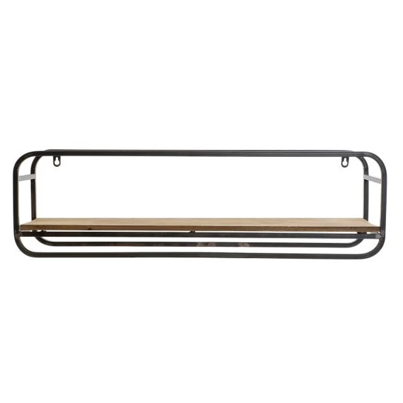 Polc falra akasztóval fém, mdf 71x16x20,5 cm sötétbarna, fekete