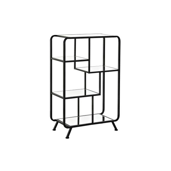 Polc fém, üveg 60x28x93 cm fekete
