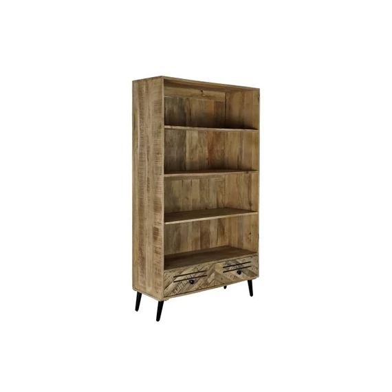 Polc mangófa, fém 100x40x180 cm sötétbarna, fekete