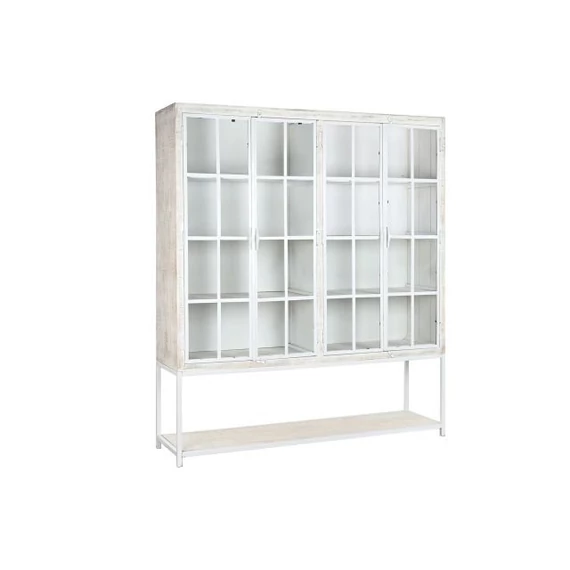 Polc mangófa, fém 170x45x200 cm fehér, fekete