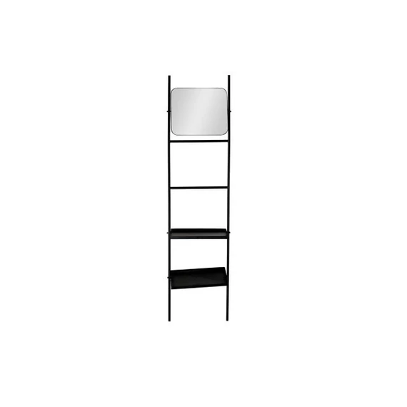 Polc tükör fém, üveg 40x20x160 cm fekete
