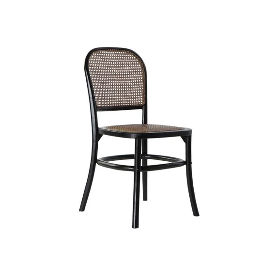 Szék nyírfa, rattan 48x45x85 cm fekete