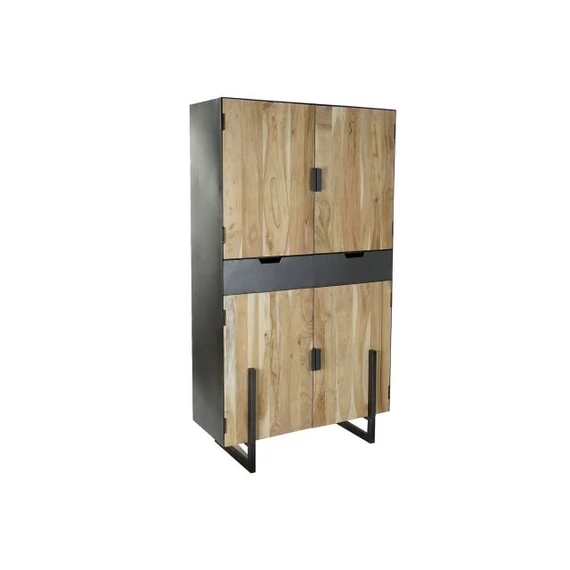 Szekrény akácfa, fém 100x45x185 cm natúr, fekete